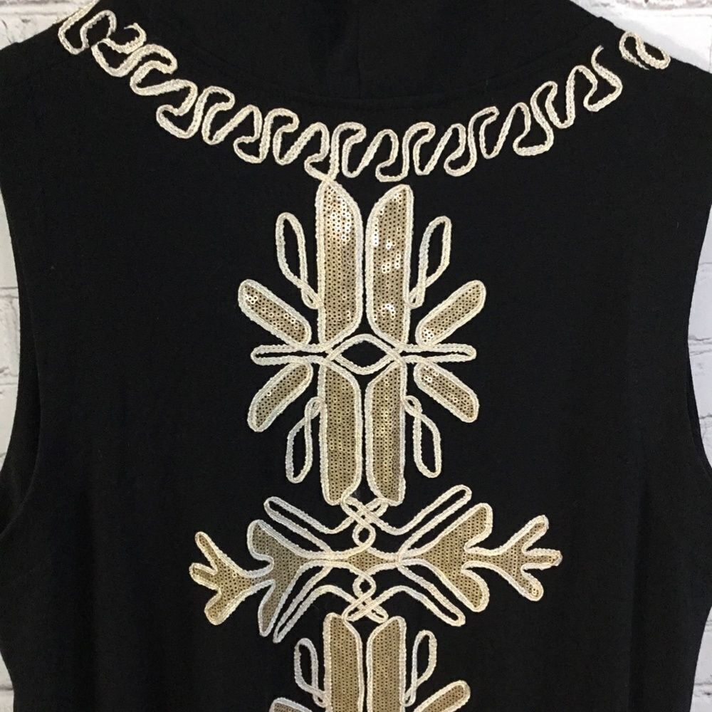 NWT Bua Bua Women's Black 100% Cotton Sleevelees Open Front Cardigan Size M